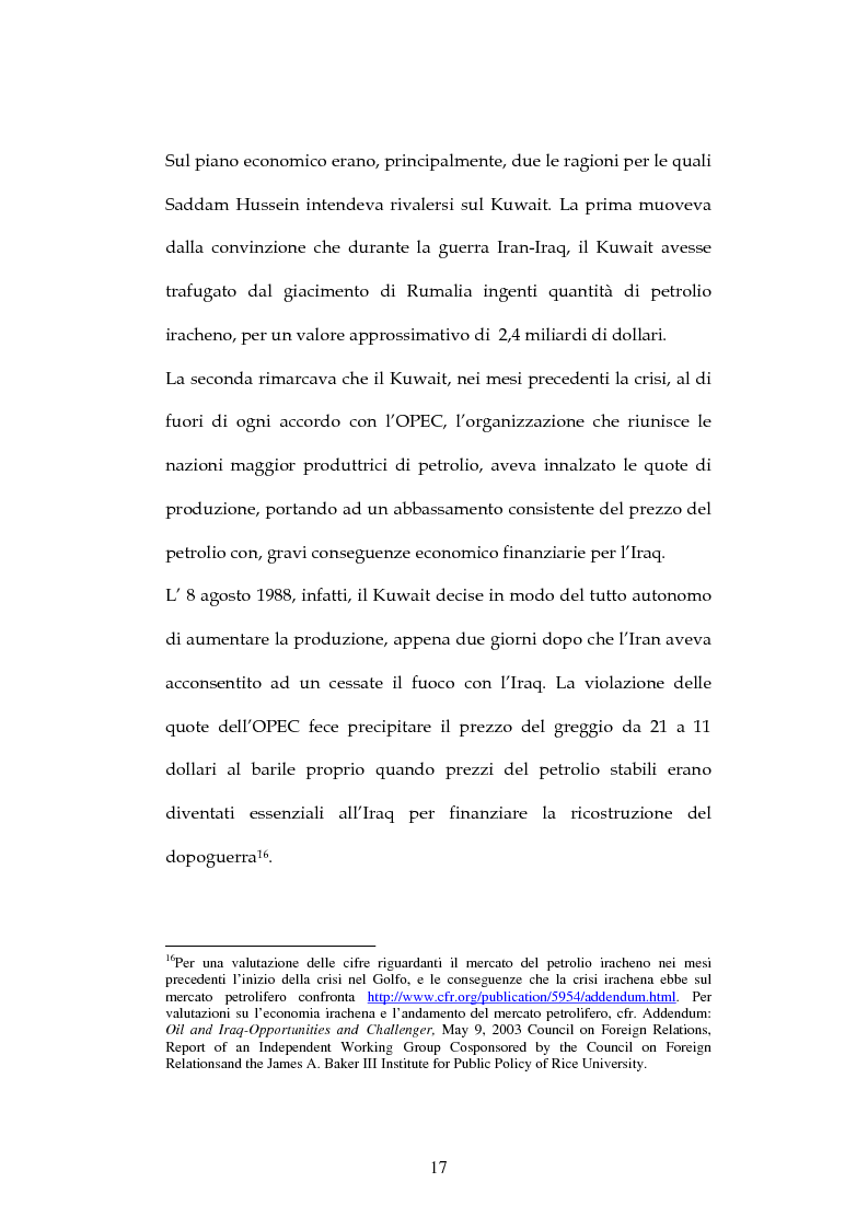 Anteprima della tesi: Gli Stati Uniti e la Guerra del Golfo: tra sindrome del Vietnam e nuovo ordine mondiale, Pagina 15