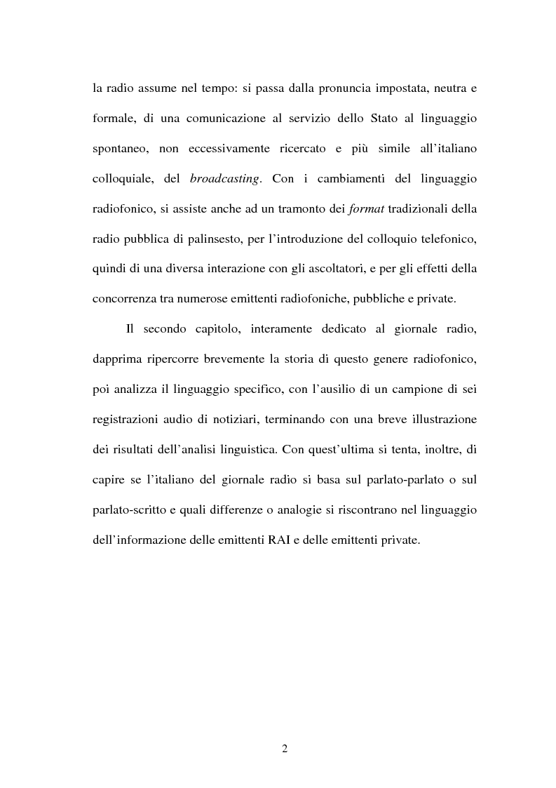 Anteprima della tesi: L'italiano del giornale radio, Pagina 2