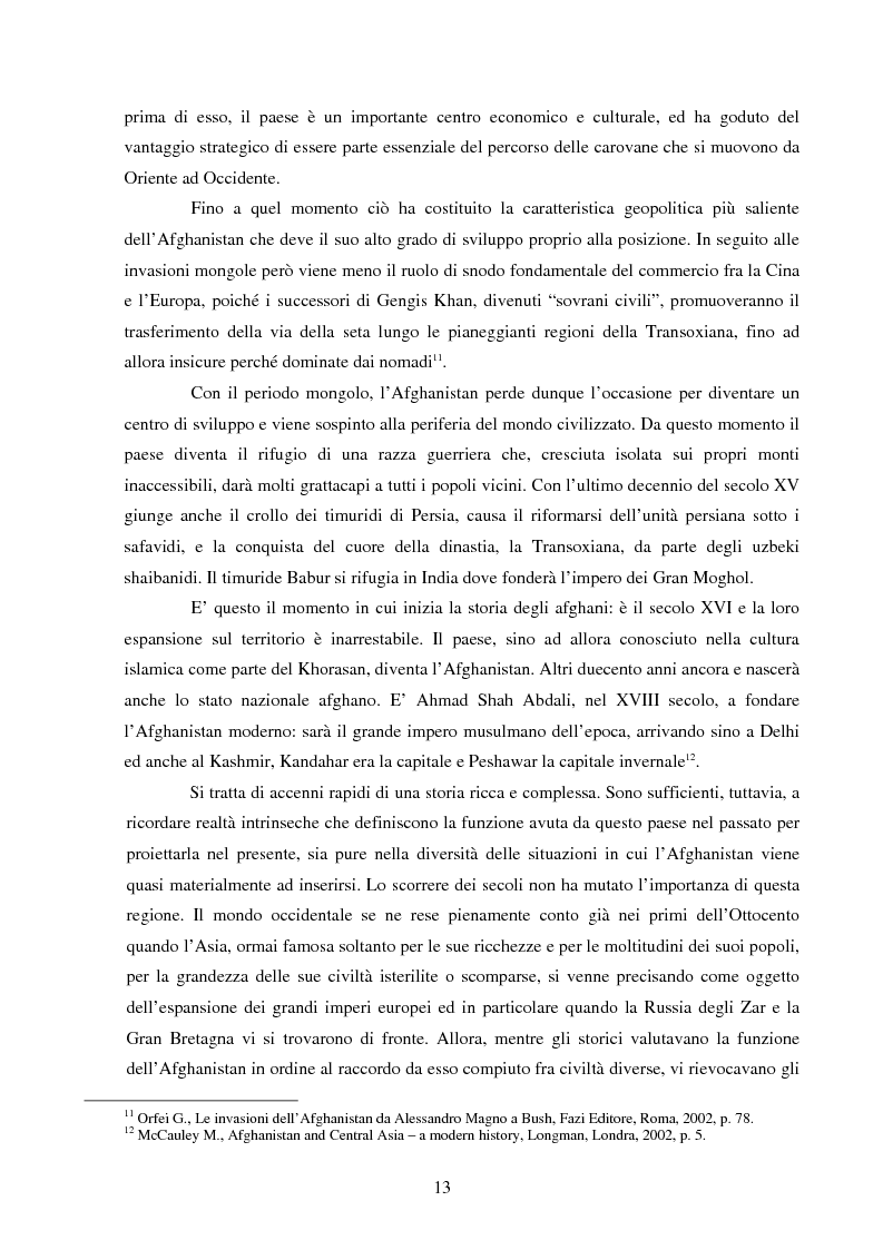 Anteprima della tesi: Afghanistan: il vecchio e il nuovo grande gioco, Pagina 13