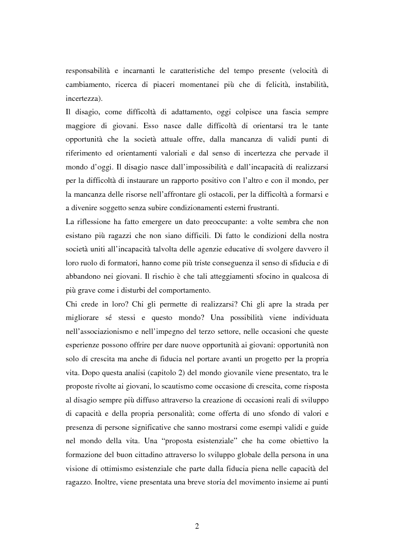 Anteprima della tesi: La strada verso il possibile: dall'educazione scout all'elaborazione di un progetto educativo di comunità, Pagina 2
