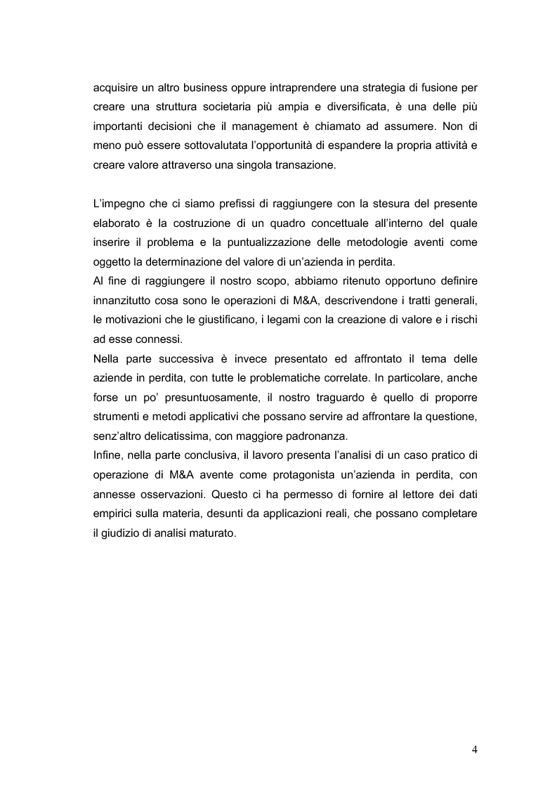 Anteprima della tesi: La valutazione delle aziende in perdita nei processi di M&A, Pagina 2