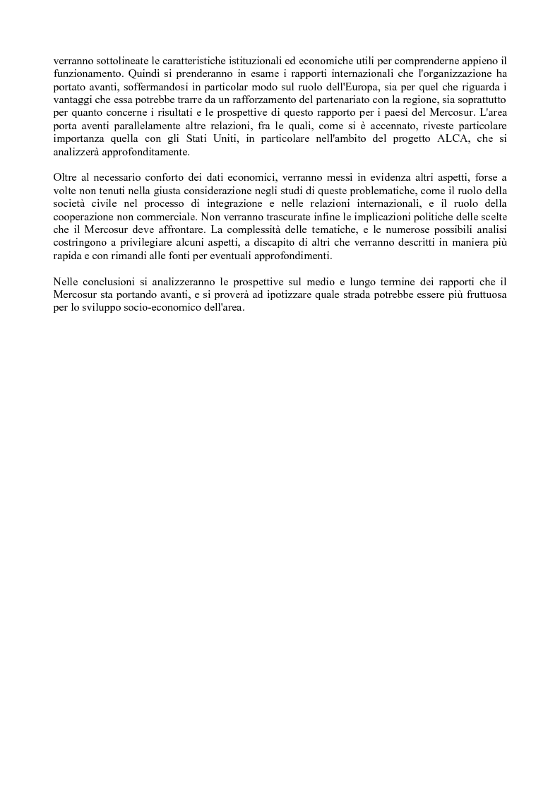 Anteprima della tesi: Mercosur: integrazione dei paesi sudamericani e il rapporto privilegiato con l'Europa, Pagina 2
