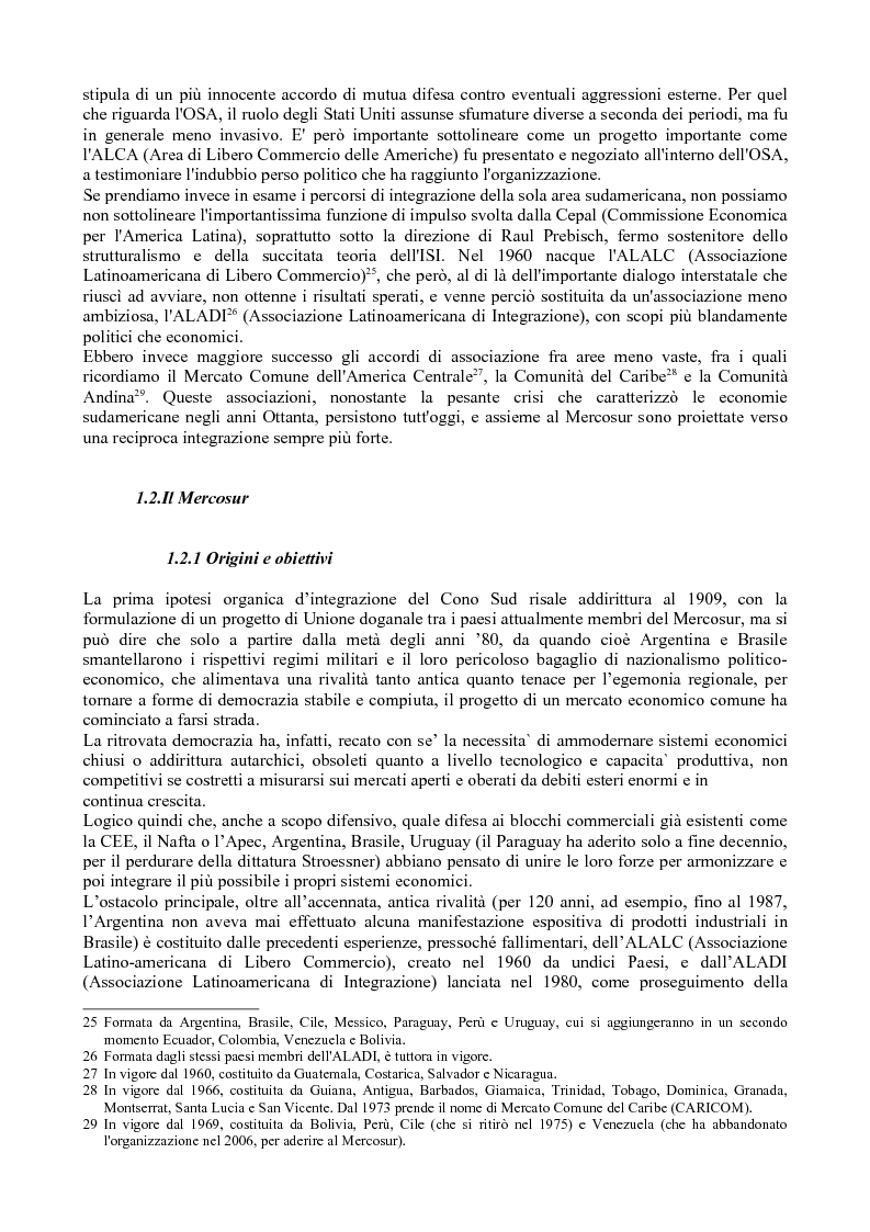 Anteprima della tesi: Mercosur: integrazione dei paesi sudamericani e il rapporto privilegiato con l'Europa, Pagina 7