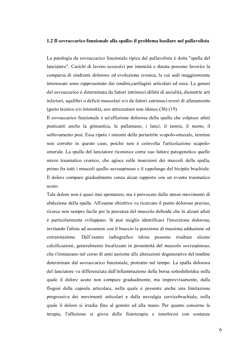 Anteprima della tesi: Eventi traumatici e da overuse del cingolo scapolo-omerale nella pallavolo. Prevenzione e compensazione, Pagina 6