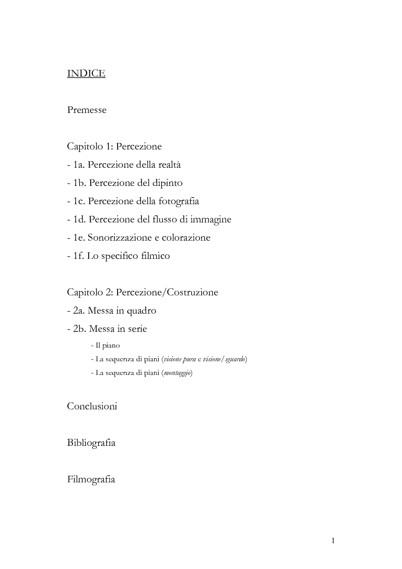 Indice della tesi: L'apparenza cinematografica, Pagina 1