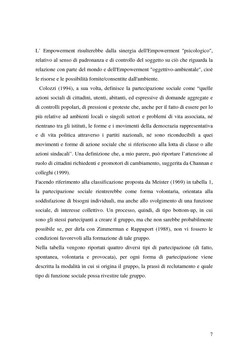 Anteprima della tesi: La partecipazione sociale nei bambini, ricerca qualitativa condotta mediante la tecnica dei focus group, Pagina 7
