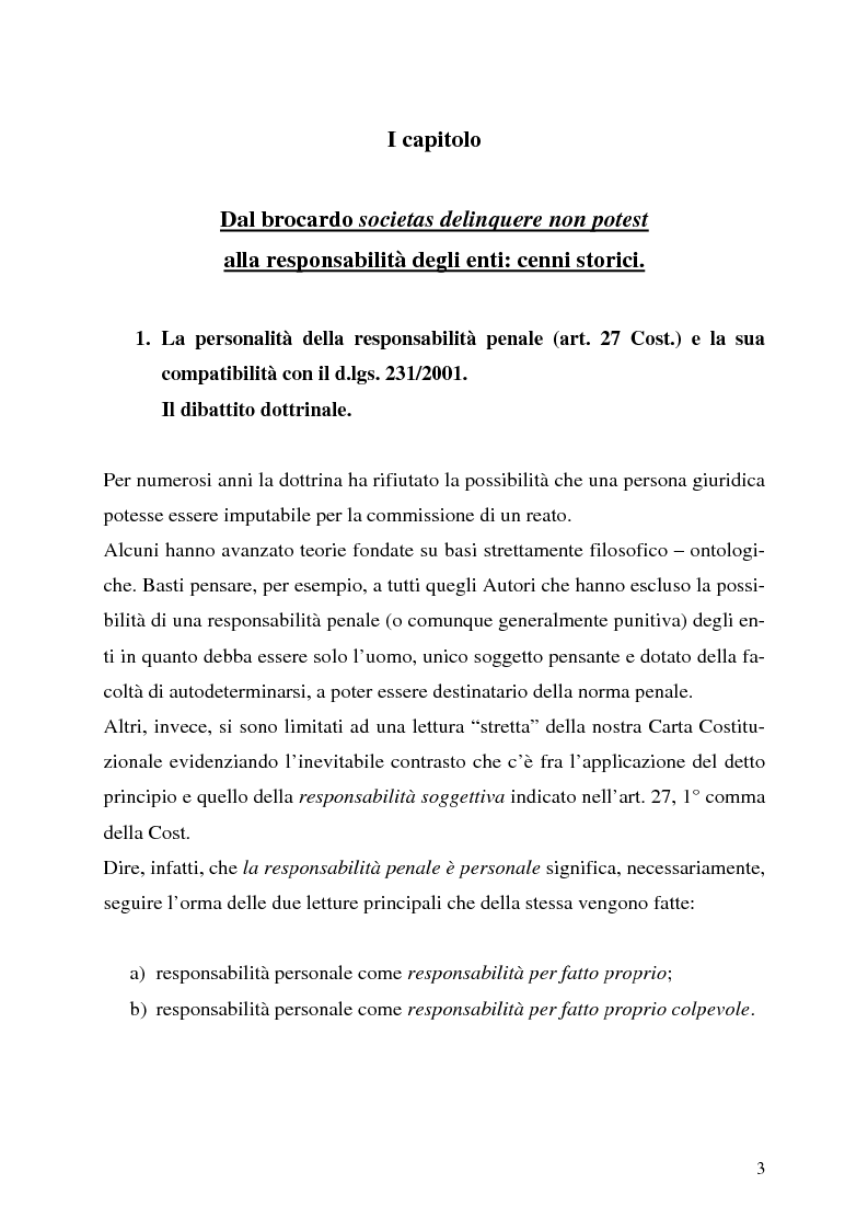 Anteprima della tesi: La responsabilità penale delle persone giuridiche, Pagina 3
