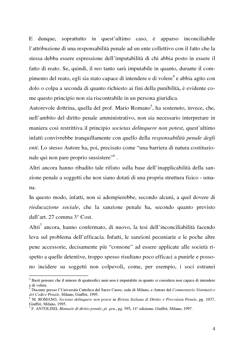 Anteprima della tesi: La responsabilità penale delle persone giuridiche, Pagina 4