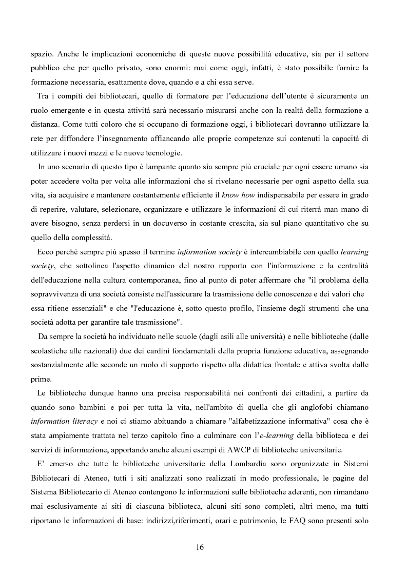Anteprima della tesi: Gli obiettivi, l'efficacia e l'usabilità dei siti web degli enti culturali. Didattica, ricerca e accesso all'informazione nelle biblioteche universitarie e nei musei, Pagina 12
