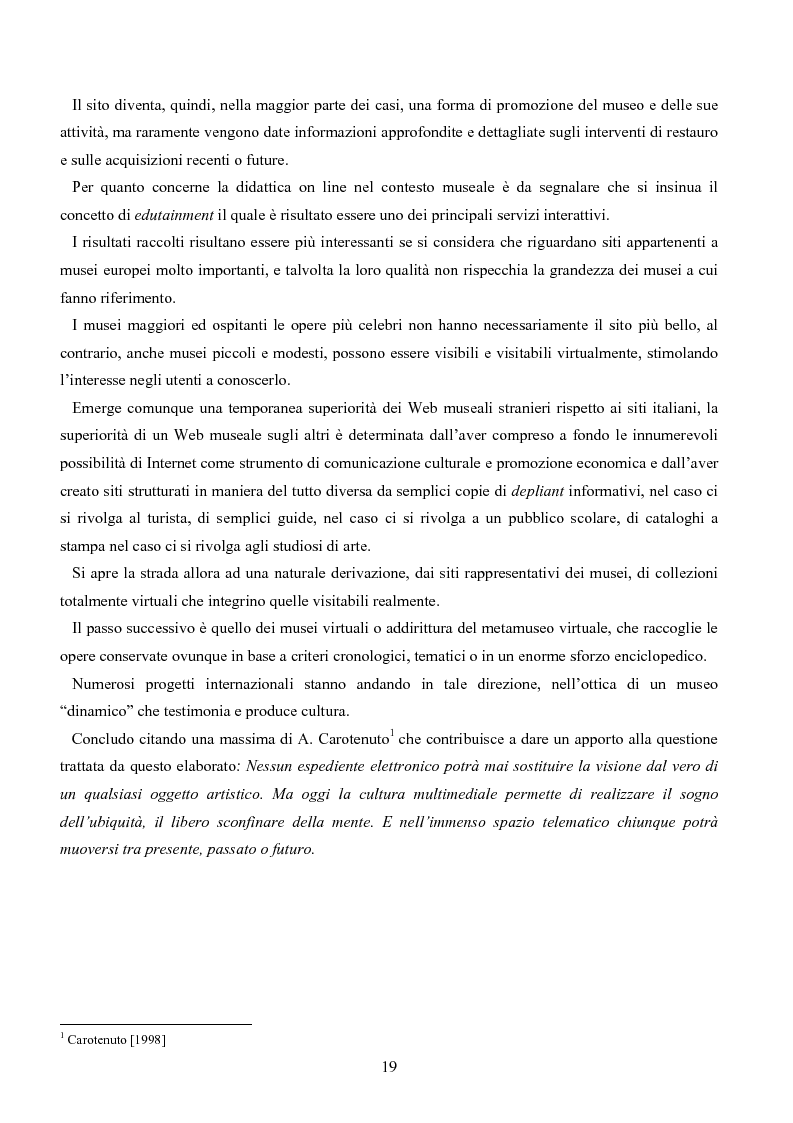 Anteprima della tesi: Gli obiettivi, l'efficacia e l'usabilità dei siti web degli enti culturali. Didattica, ricerca e accesso all'informazione nelle biblioteche universitarie e nei musei, Pagina 15