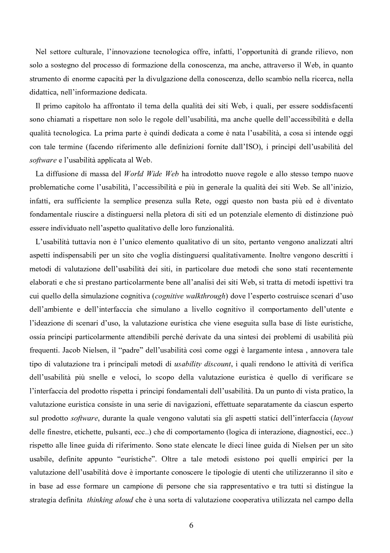 Anteprima della tesi: Gli obiettivi, l'efficacia e l'usabilità dei siti web degli enti culturali. Didattica, ricerca e accesso all'informazione nelle biblioteche universitarie e nei musei, Pagina 2