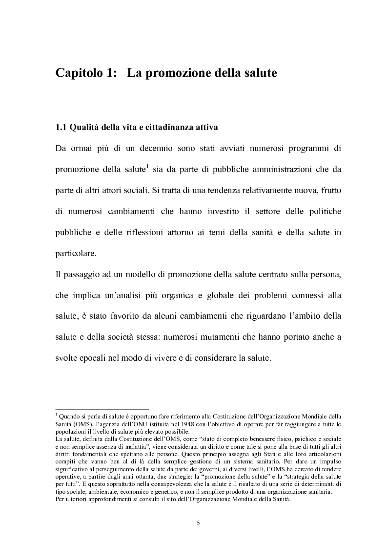 Anteprima della tesi: Promuovere la salute. Il caso del SEDES dell'Umbria, Pagina 5