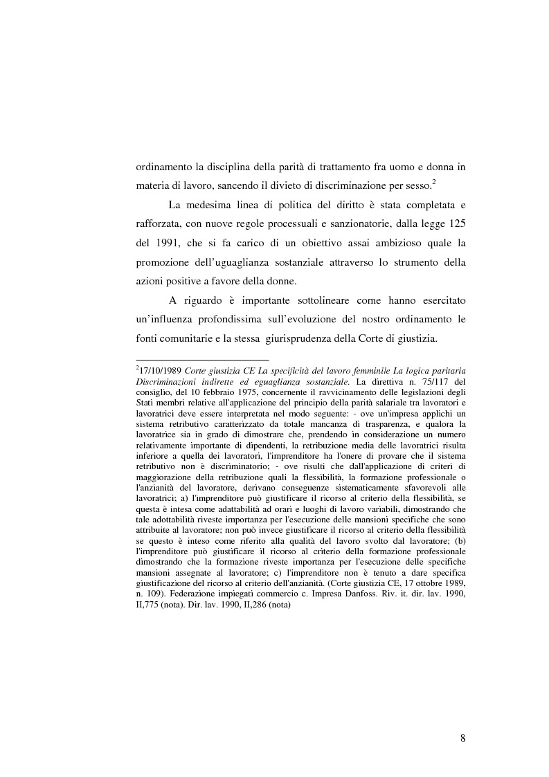 Anteprima della tesi: Le azioni positive a tutela della posizione della donna nel mondo del lavoro, Pagina 5