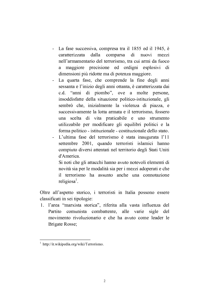 Anteprima della tesi: La nozione di ''terrorismo'' nel diritto penale (art.270 ss), Pagina 2