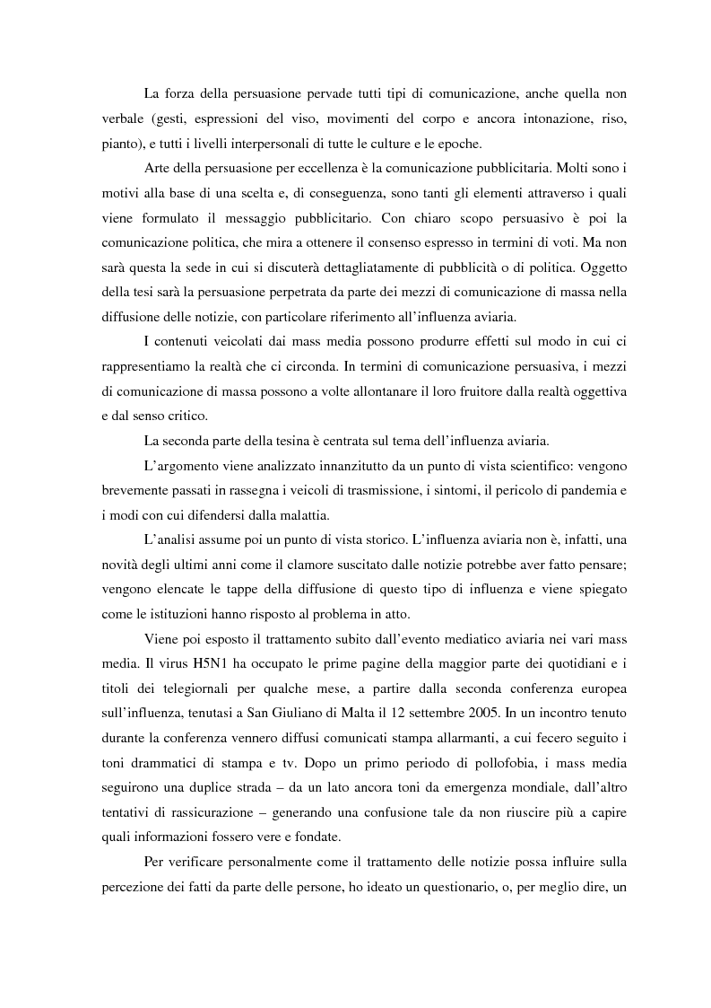 Anteprima della tesi: Mass Media e Influenza Aviaria - Ci siamo proprio cascati come polli, Pagina 5