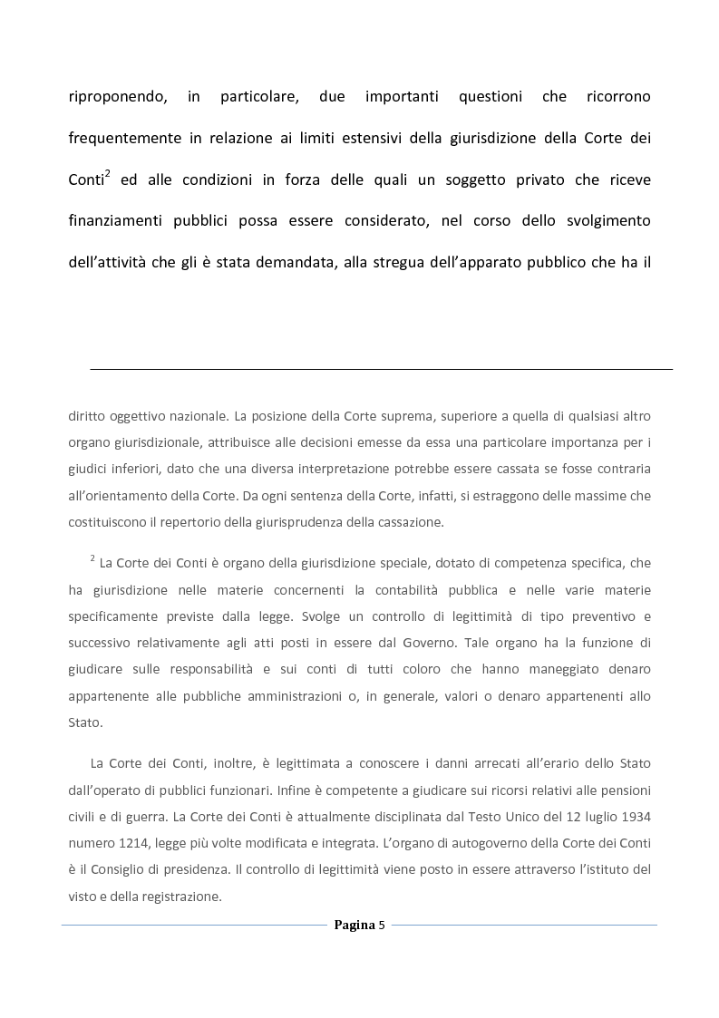 Anteprima della tesi: Finanziamenti pubblici a privati e responsabilità amministrativa, Pagina 5