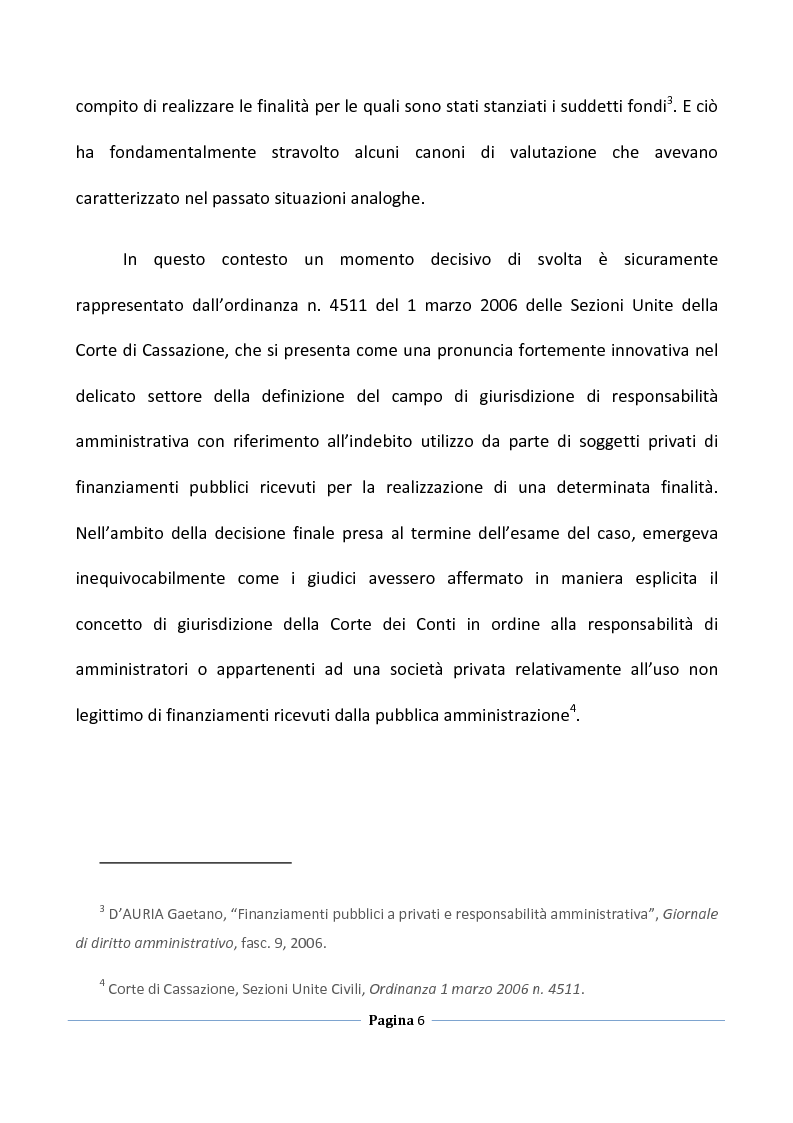 Anteprima della tesi: Finanziamenti pubblici a privati e responsabilità amministrativa, Pagina 6