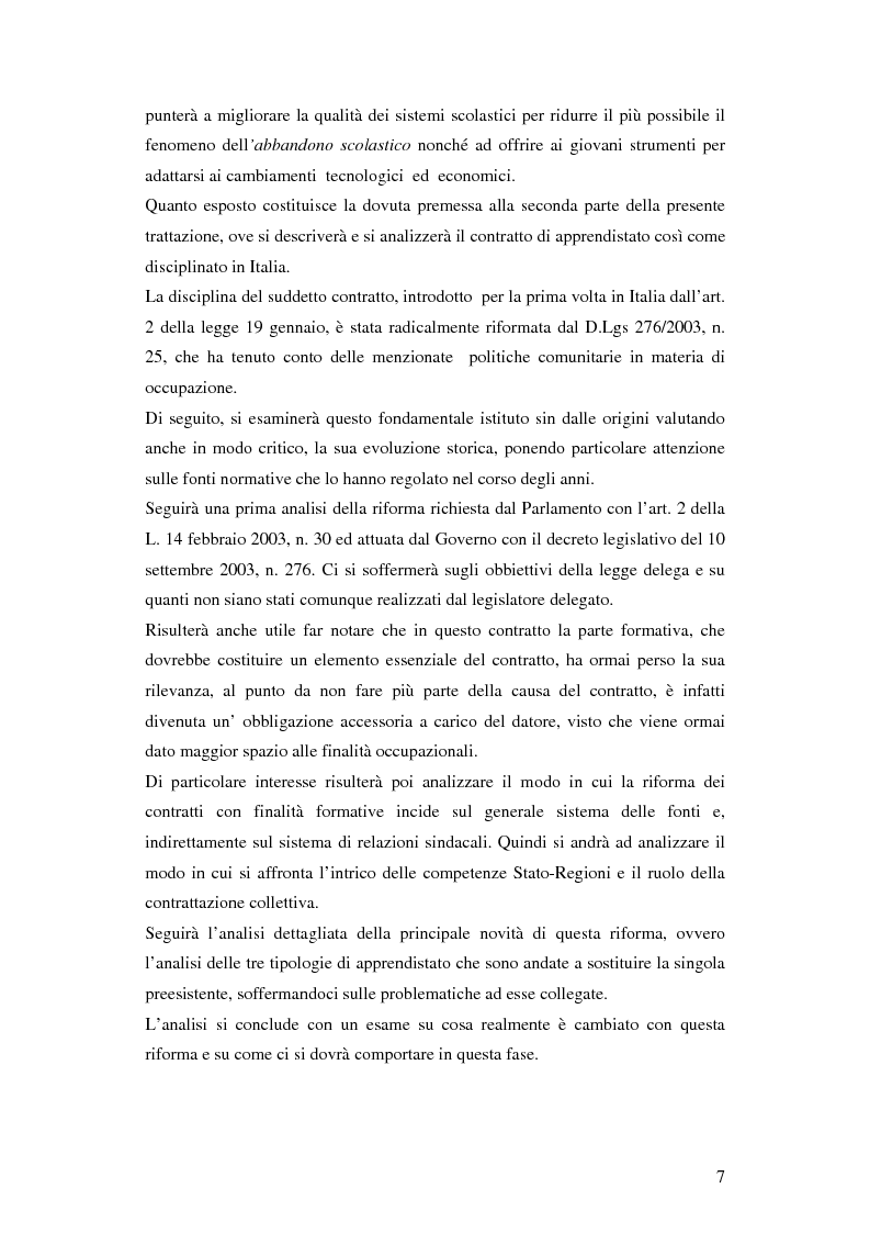 Anteprima della tesi: L’apprendistato come strumento di accesso al lavoro alla luce delle più recenti novità legislative comunitarie., Pagina 3