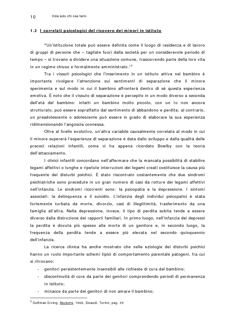 Anteprima della tesi: Vola solo chi osa farlo. Comunità per minori: come rafforzare la capacità di resilienza dei bambini attraverso le fiabe, Pagina 10