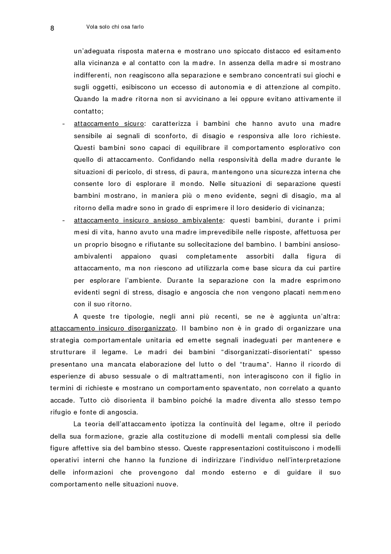 Anteprima della tesi: Vola solo chi osa farlo. Comunità per minori: come rafforzare la capacità di resilienza dei bambini attraverso le fiabe, Pagina 8
