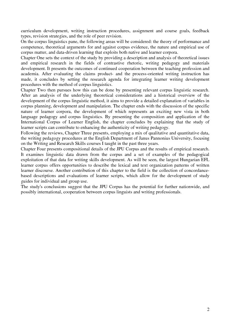 Anteprima della tesi: Advanced Writing in English as a Foreign Language: A Corpus-Based Study of Processes and Products, Pagina 2