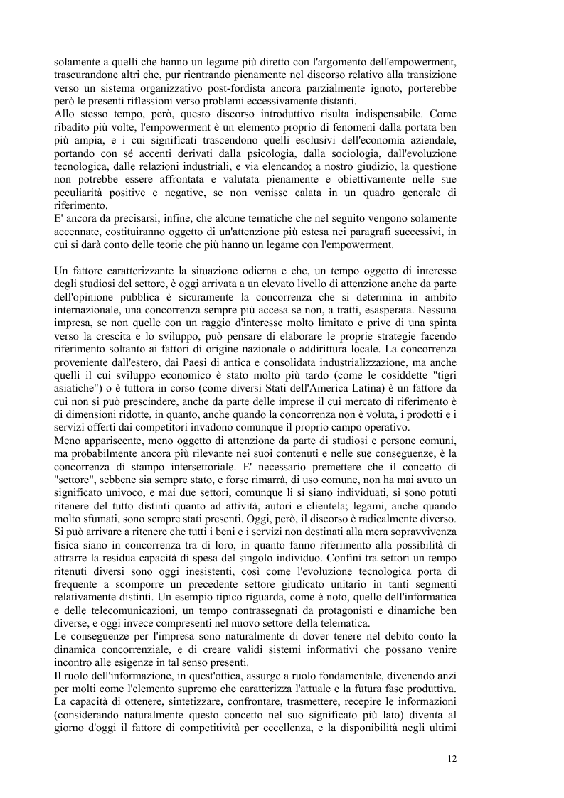 Anteprima della tesi: Aspetti emergenti nella progettazione organizzativa: prospettive ed illusioni dell'empowerment, Pagina 10