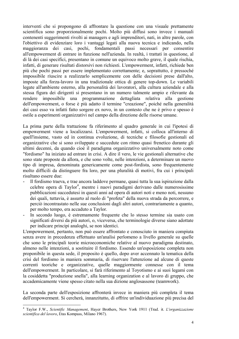 Anteprima della tesi: Aspetti emergenti nella progettazione organizzativa: prospettive ed illusioni dell'empowerment, Pagina 2
