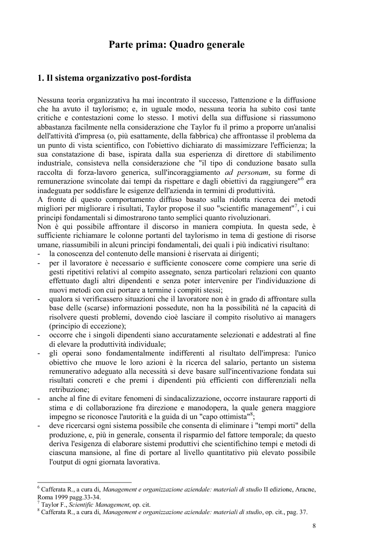 Anteprima della tesi: Aspetti emergenti nella progettazione organizzativa: prospettive ed illusioni dell'empowerment, Pagina 6