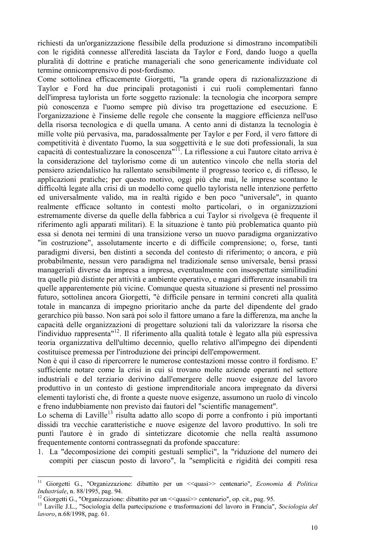 Anteprima della tesi: Aspetti emergenti nella progettazione organizzativa: prospettive ed illusioni dell'empowerment, Pagina 8