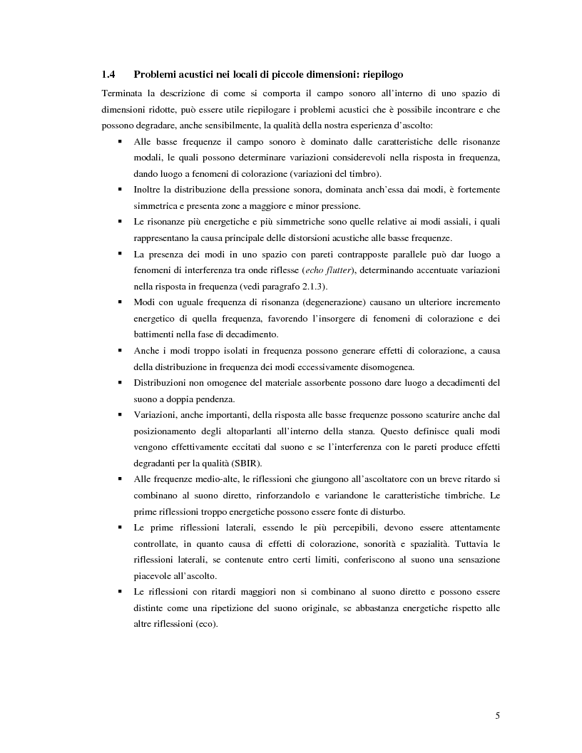 Anteprima della tesi: Acustica degli spazi di piccole dimensioni e locali d'ascolto, Pagina 5