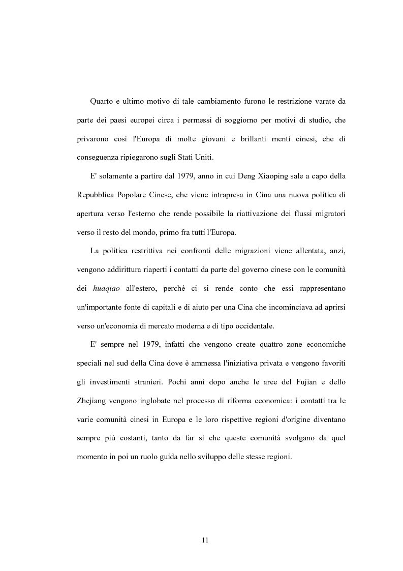 Anteprima della tesi: L'immigrazione cinese in Italia e il caso della comunità di Roma, Pagina 11