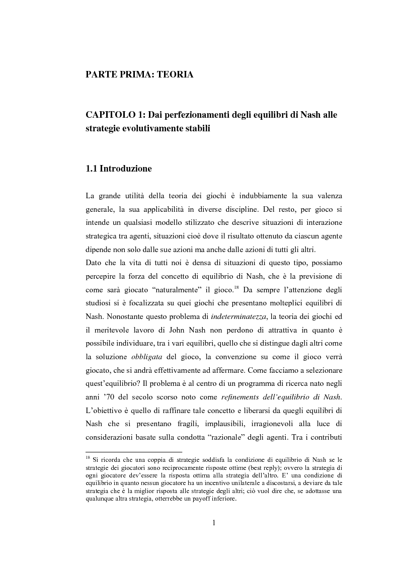 Anteprima della tesi: Teoria evolutiva dei giochi. Applicazioni in ambito ambientale, alle strategie delle imprese ed al comportamento dei contribuenti, Pagina 9