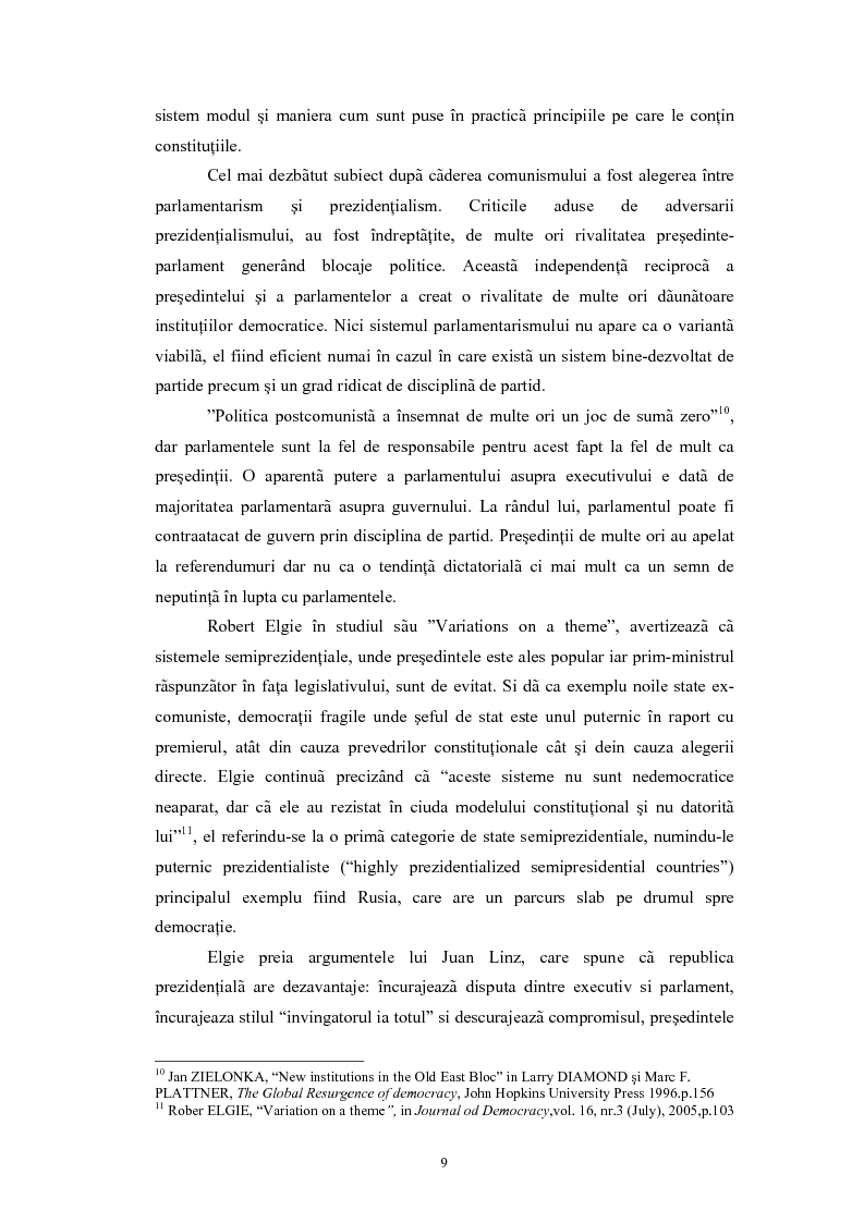 Anteprima della tesi: Instituţia şefului de stat în România şi în democraţiile post-comuniste: Bulgaria, Polonia şi Rusia (1989-2004), Pagina 6