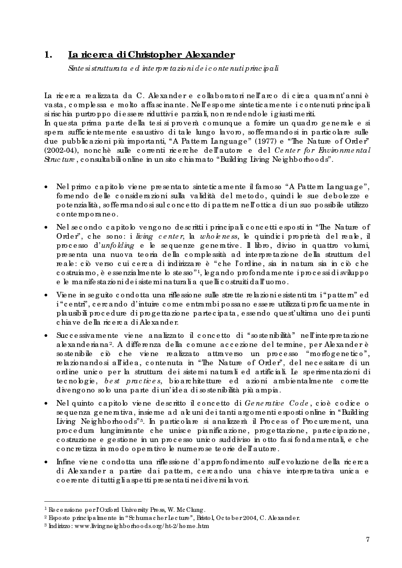 Anteprima della tesi: Riqualificazione sostenibile e partecipata delle periferie: nuove proposte processuali e progettuali nelle teorie di C. Alexander ed applicazione al caso studio Quartaccio, Roma, Pagina 7