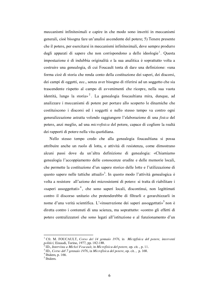 Anteprima della tesi: Tra biopotere e biopolitica. A partire da Michel Foucault, Pagina 6