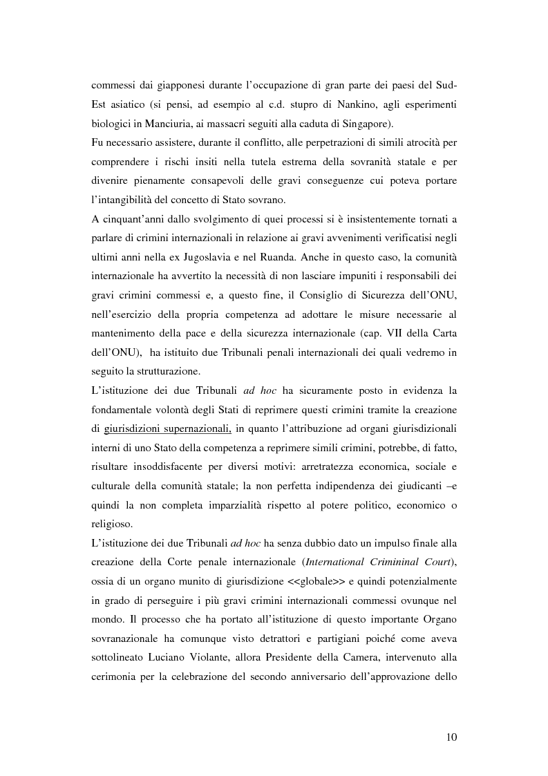 Anteprima della tesi: La giurisdizione internazionale ''dai tribunali ad hoc alla corte penale internazionale'', Pagina 2