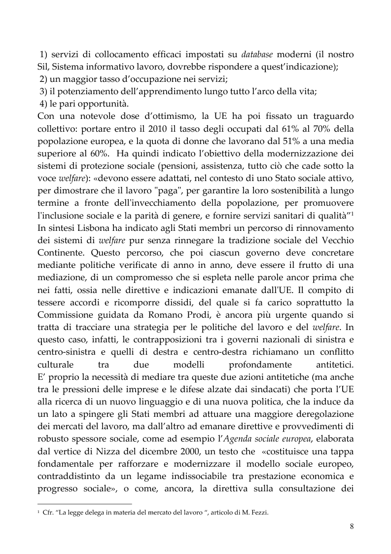 Anteprima della tesi: Evoluzioni e mutamenti del mondo del lavoro partendo dalla Riforma Biagi: dallo scenario europeo ad un esempio italiano., Pagina 5