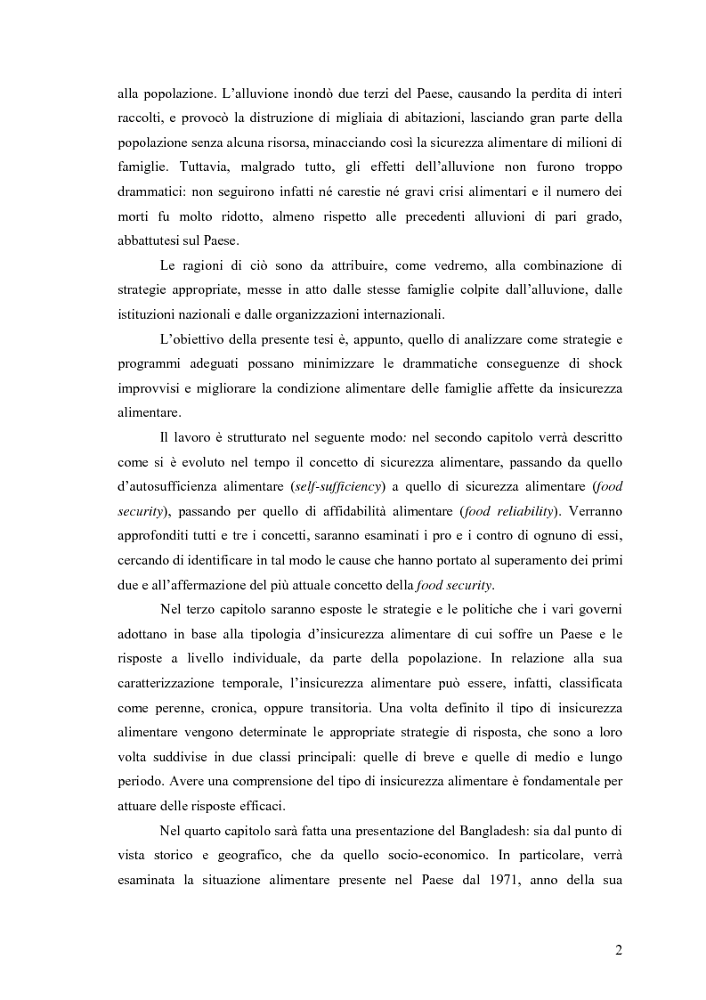 Anteprima della tesi: La sicurezza alimentare in Bangladesh con particolare riferimento all'alluvione del 1998, Pagina 2