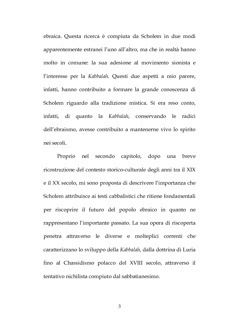 Anteprima della tesi: ''La dottrina si tramanda in silenzio e non tramite il silenzio'' Le interpretazioni della mistica ebraica nel pensiero di Gershom Scholem, Pagina 3