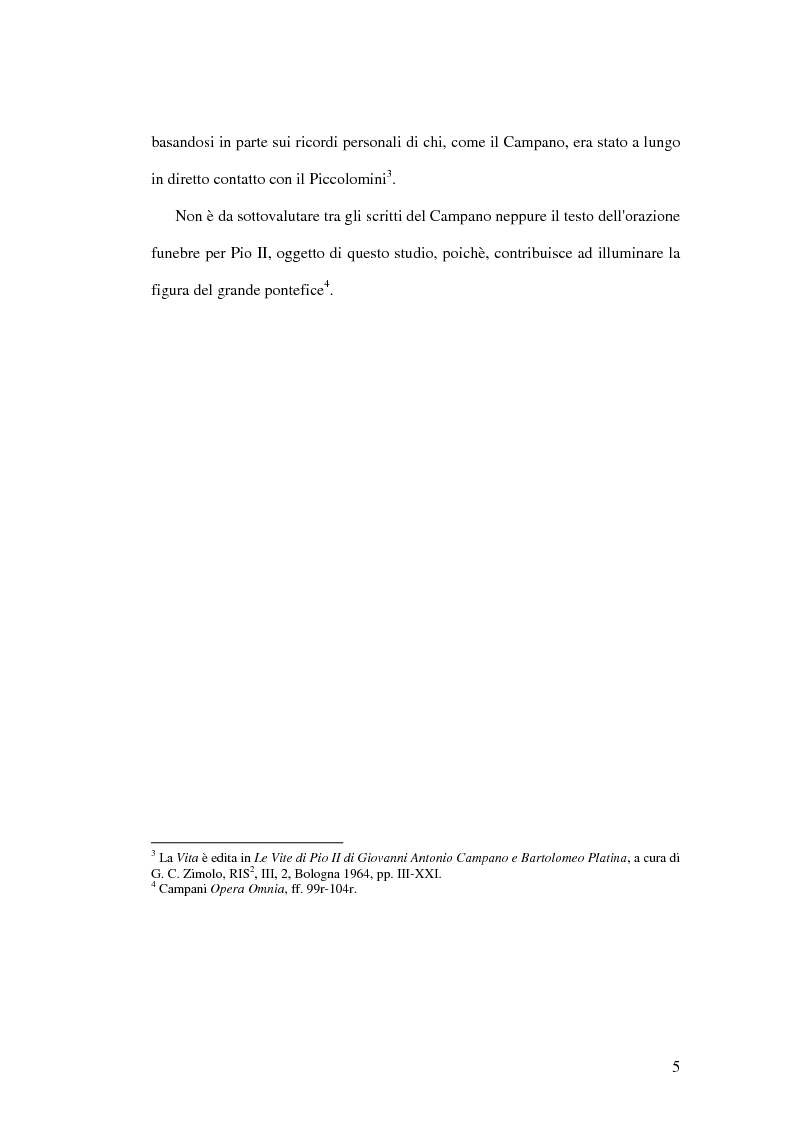 Anteprima della tesi: L'Orazione funebre per Pio II composta da Giovanni Antonio Campano, Pagina 4