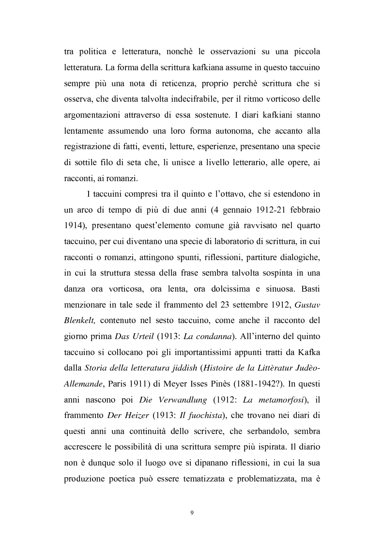 Anteprima della tesi: Motivi poetologici e storici nei Diari di Franz Kafka, Pagina 8