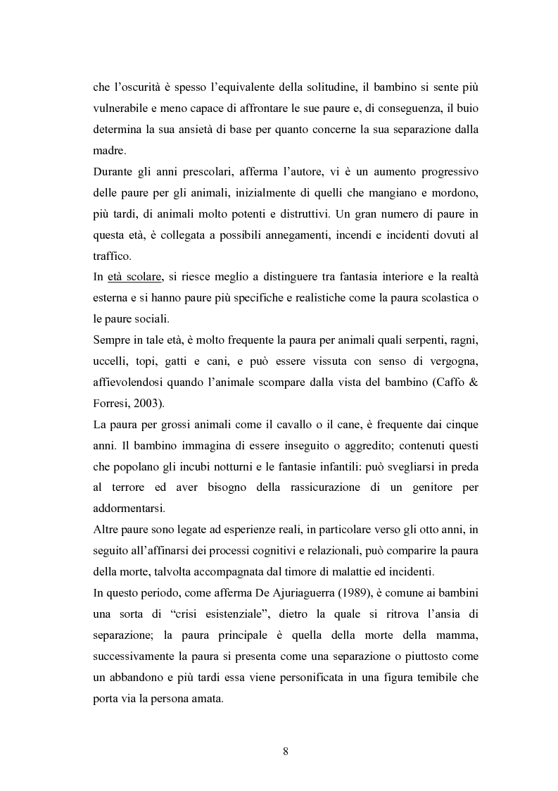 Anteprima della tesi: Le paure in età evolutiva: uno studio empirico in Valle Camonica sulla trasmissione delle paure dai genitori ai figli, Pagina 6
