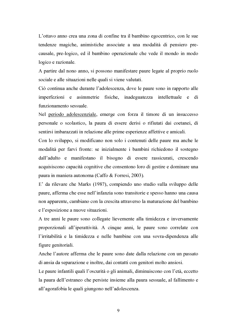 Anteprima della tesi: Le paure in età evolutiva: uno studio empirico in Valle Camonica sulla trasmissione delle paure dai genitori ai figli, Pagina 7
