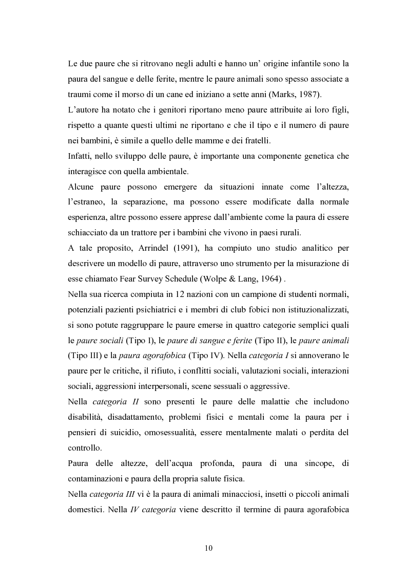 Anteprima della tesi: Le paure in età evolutiva: uno studio empirico in Valle Camonica sulla trasmissione delle paure dai genitori ai figli, Pagina 8