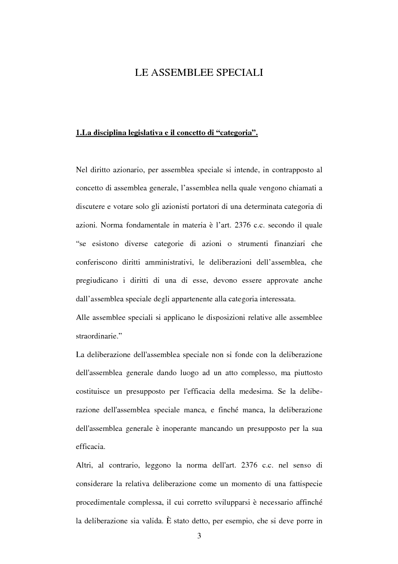 Anteprima della tesi: Le assemblee speciali e il pregiudizio degli azionisti di categoria, Pagina 3