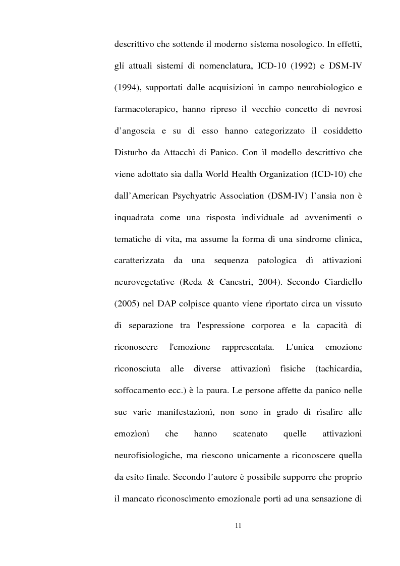 Anteprima della tesi: Ruolo delle emozioni in soggetti con disturbo di panico, Pagina 7