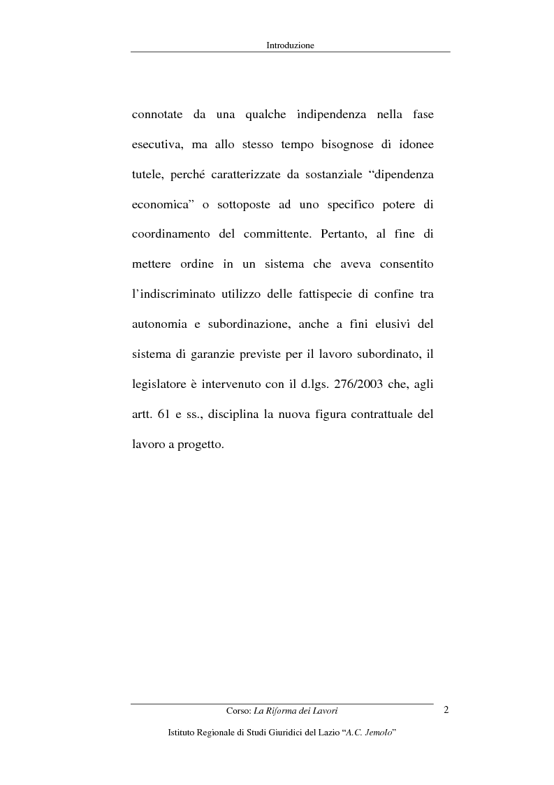 Anteprima della tesi: Il lavoro a progetto, Pagina 2