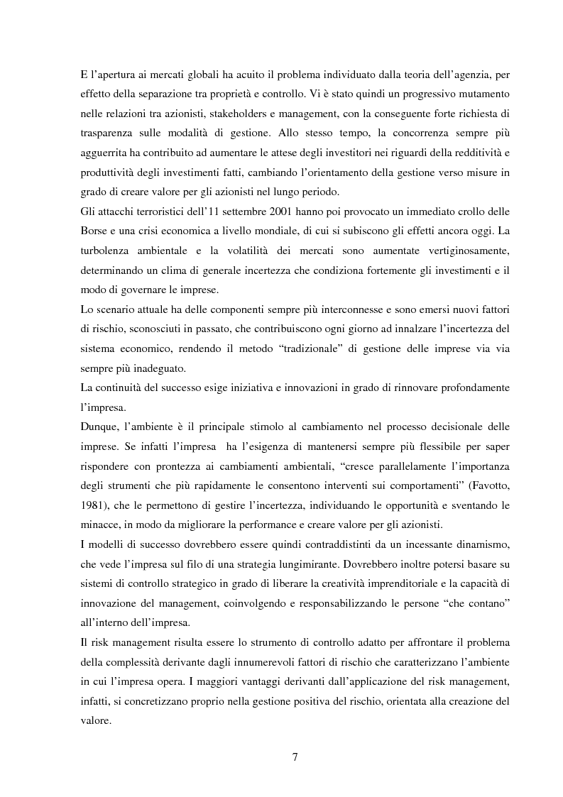 Anteprima della tesi: Il risk management come sistema di controllo strategico: opportunità e limiti per le PMI, Pagina 3