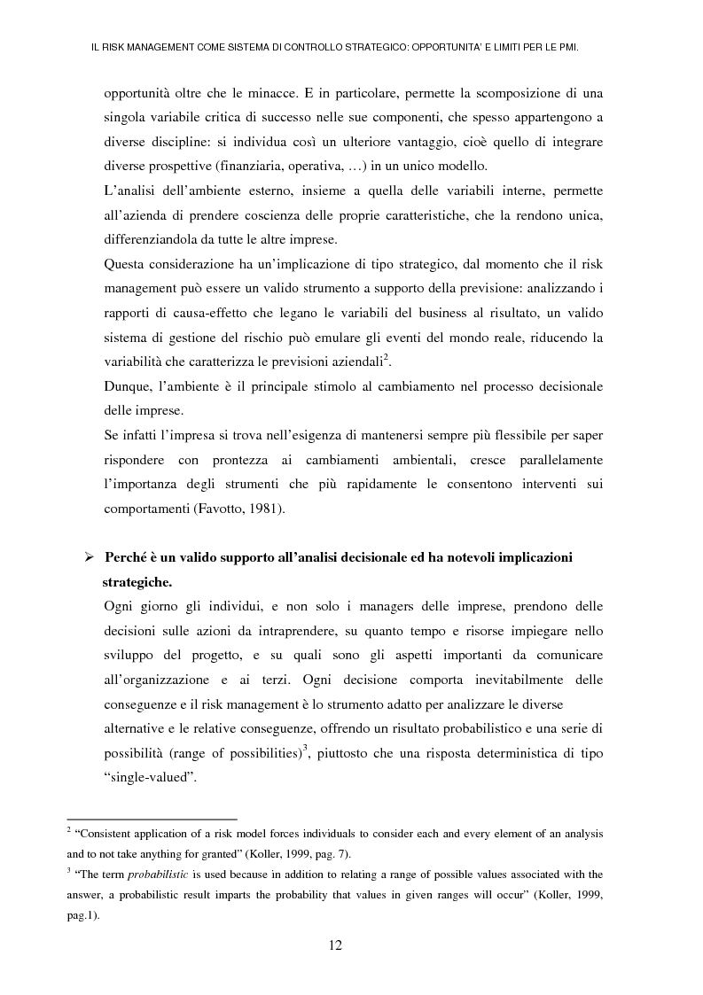 Anteprima della tesi: Il risk management come sistema di controllo strategico: opportunità e limiti per le PMI, Pagina 8