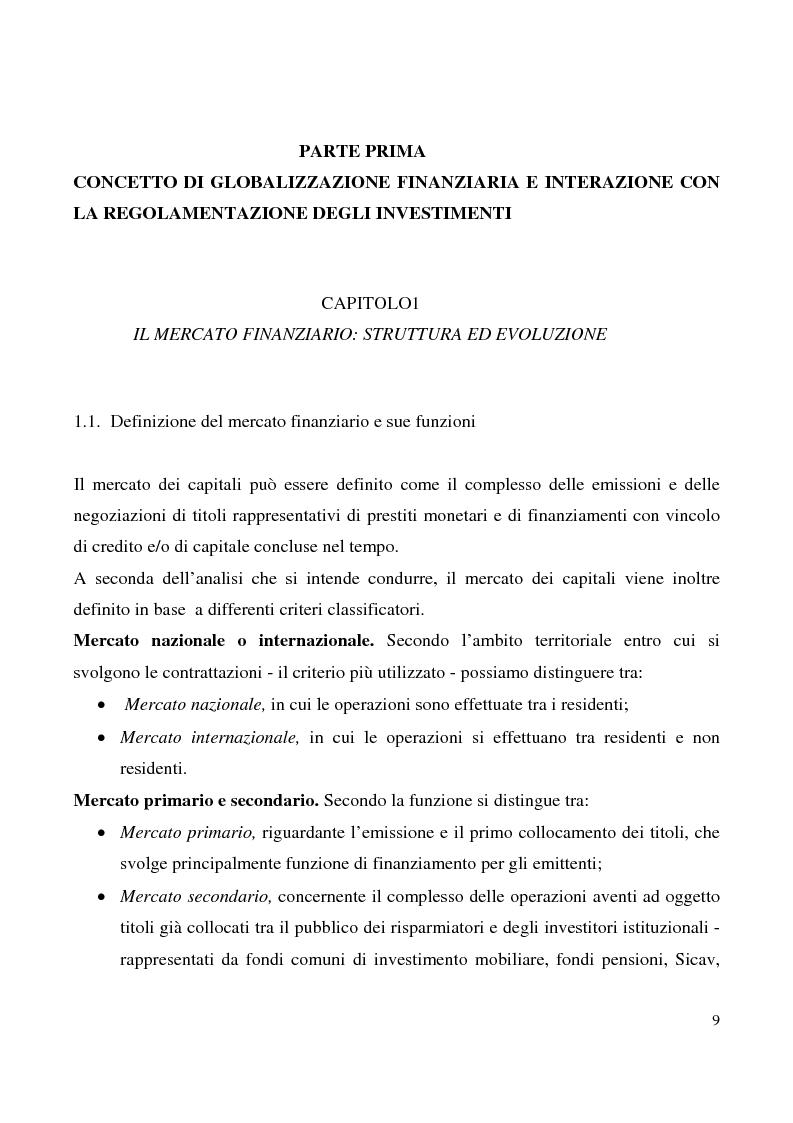 Anteprima della tesi: Globalizzazione dei mercati finanziari e regolazione degli investimenti, Pagina 5